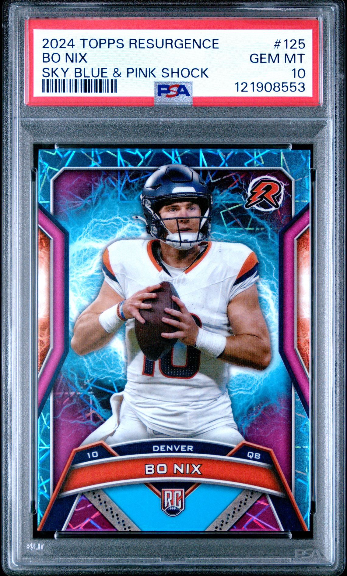 2024 Topps Resurgence Bo Nix #125 (Sky Blue & Pink Shock) Gem Mt 10 front