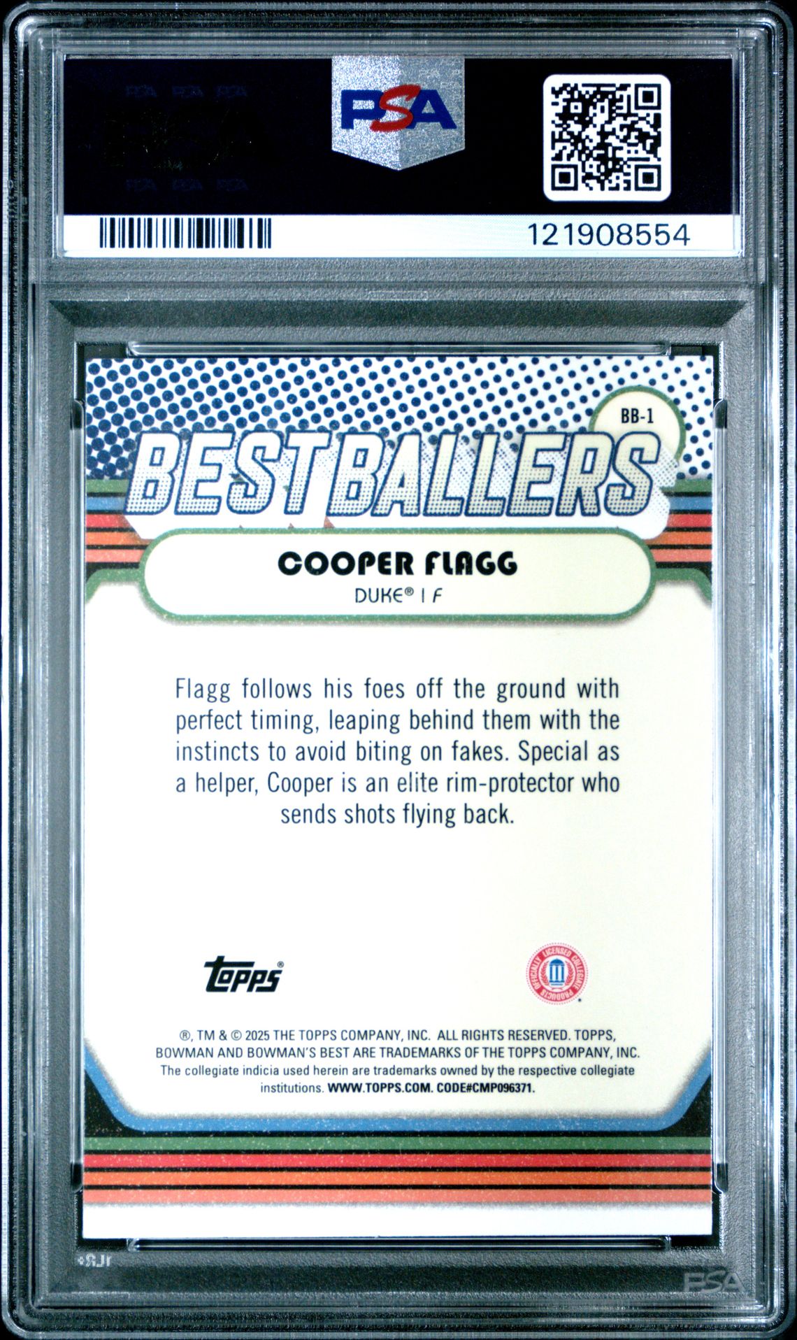 2024 Bowman University Best Best Ballers Cooper Flagg #Bb1 (Best Ballers) Mint 9 back