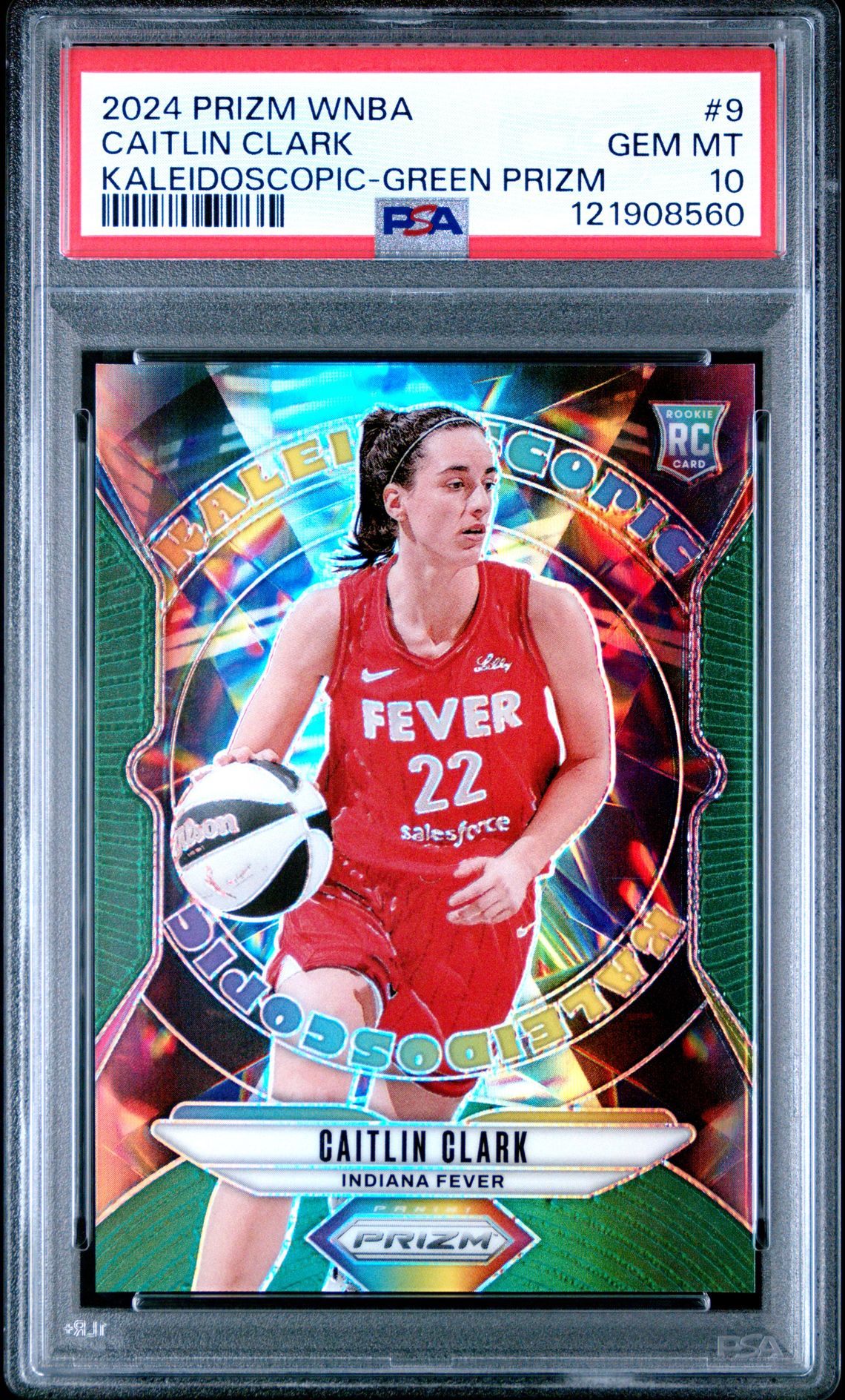 2024 Panini Prizm Wnba Kaleidoscopic Caitlin Clark #9 (Kaleidoscopic-Green Prizm) Gem Mt 10 front