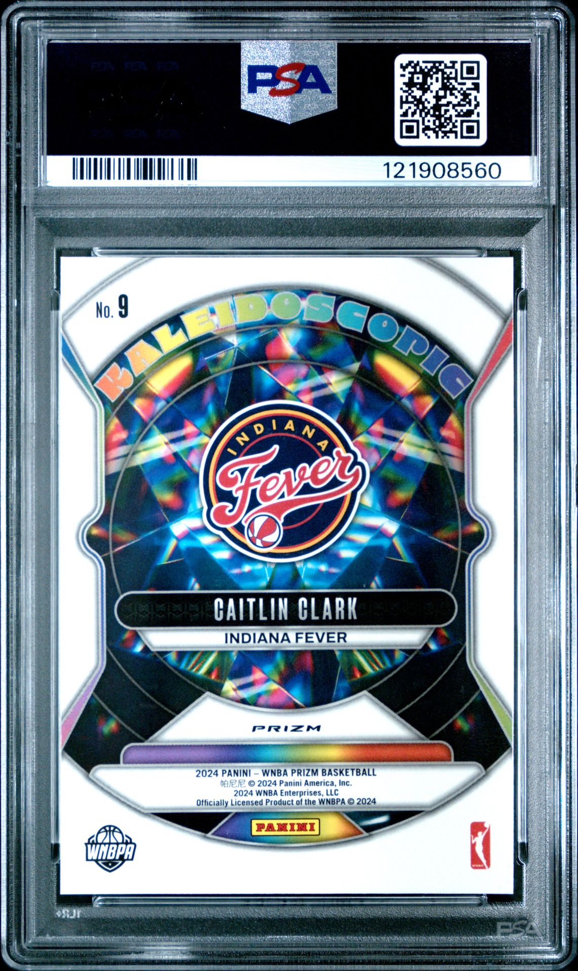2024 Panini Prizm Wnba Kaleidoscopic Caitlin Clark #9 (Kaleidoscopic-Green Prizm) Gem Mt 10 back