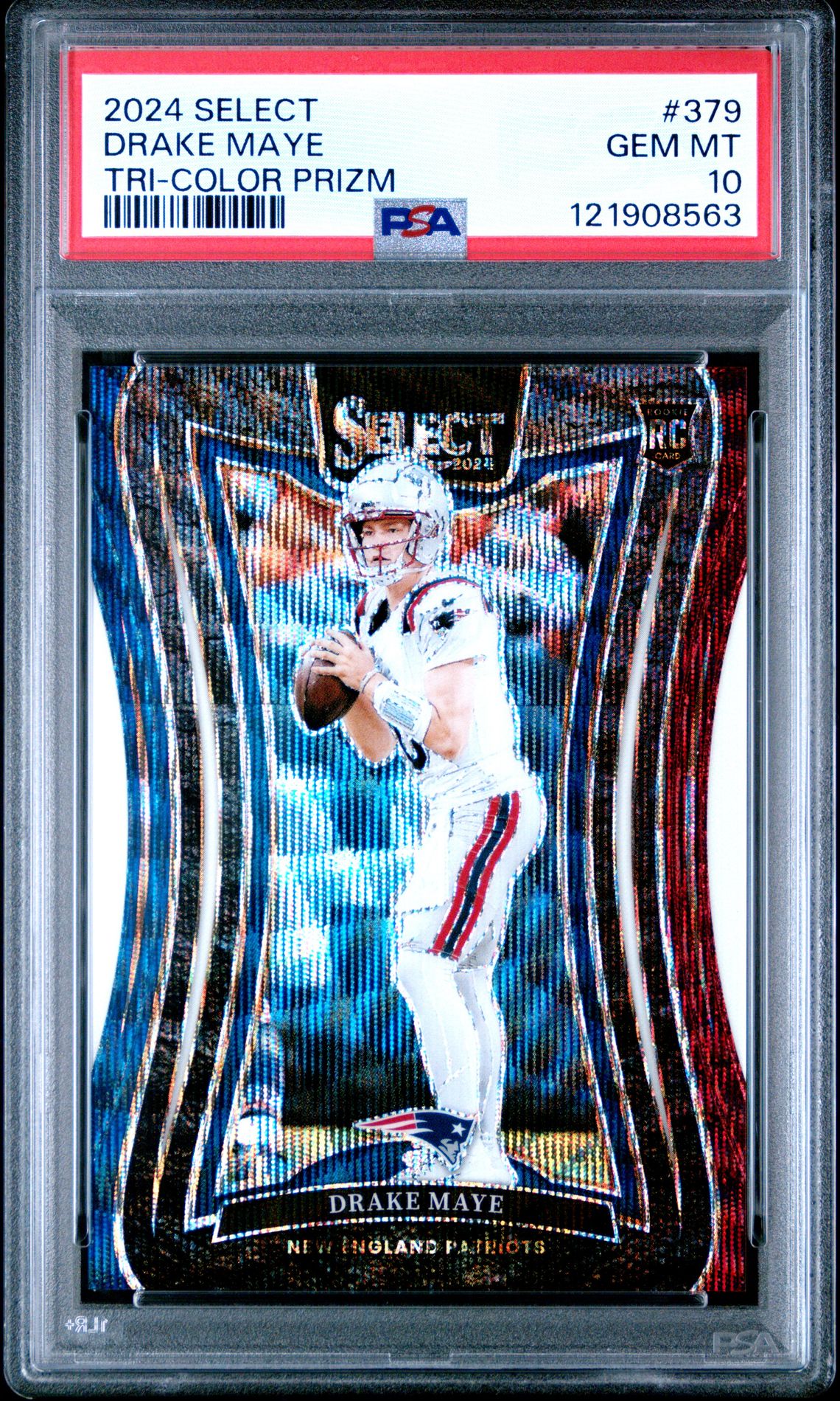 2024 Panini Select Drake Maye #379 (Tri-Color Prizm) Gem Mt 10 front