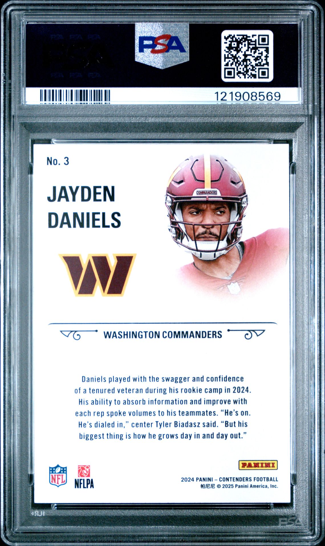 2024 Panini Contenders Rookie Stallions Jayden Daniels #3 (Rookie Stallions-Green) Gem Mt 10 back