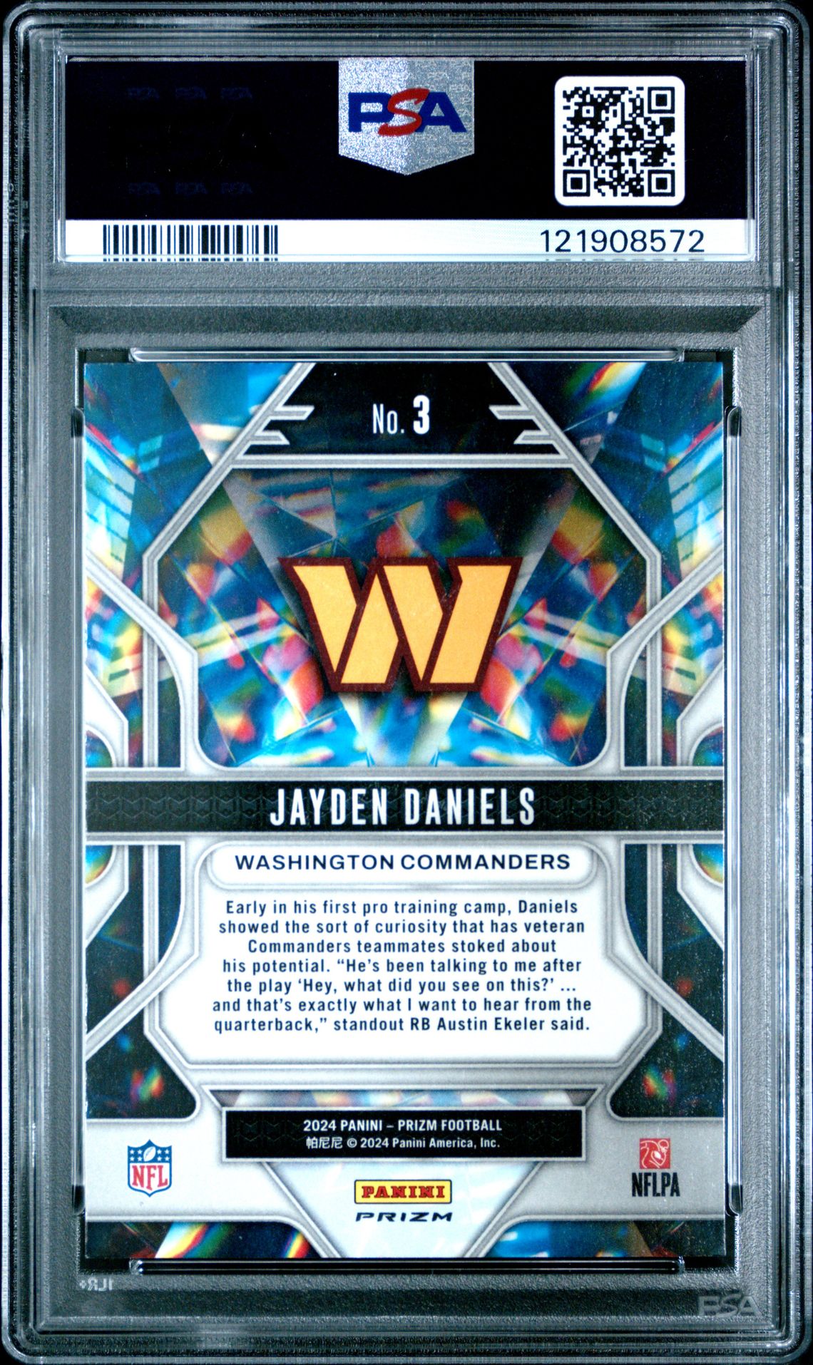 2024 Panini Prizm Prizmatic Jayden Daniels #3 (Prizmatic-Green Wave) Gem Mt 10 back