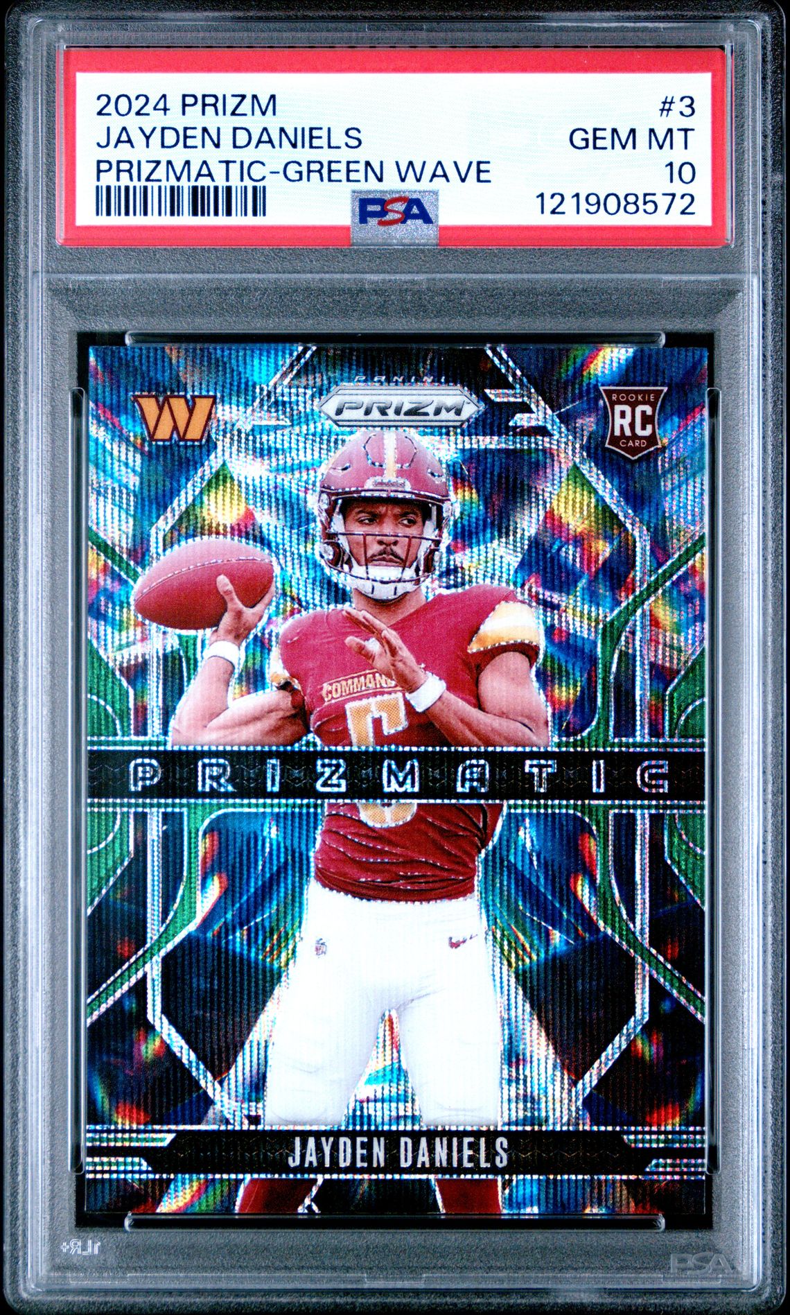 2024 Panini Prizm Prizmatic Jayden Daniels #3 (Prizmatic-Green Wave) Gem Mt 10 front