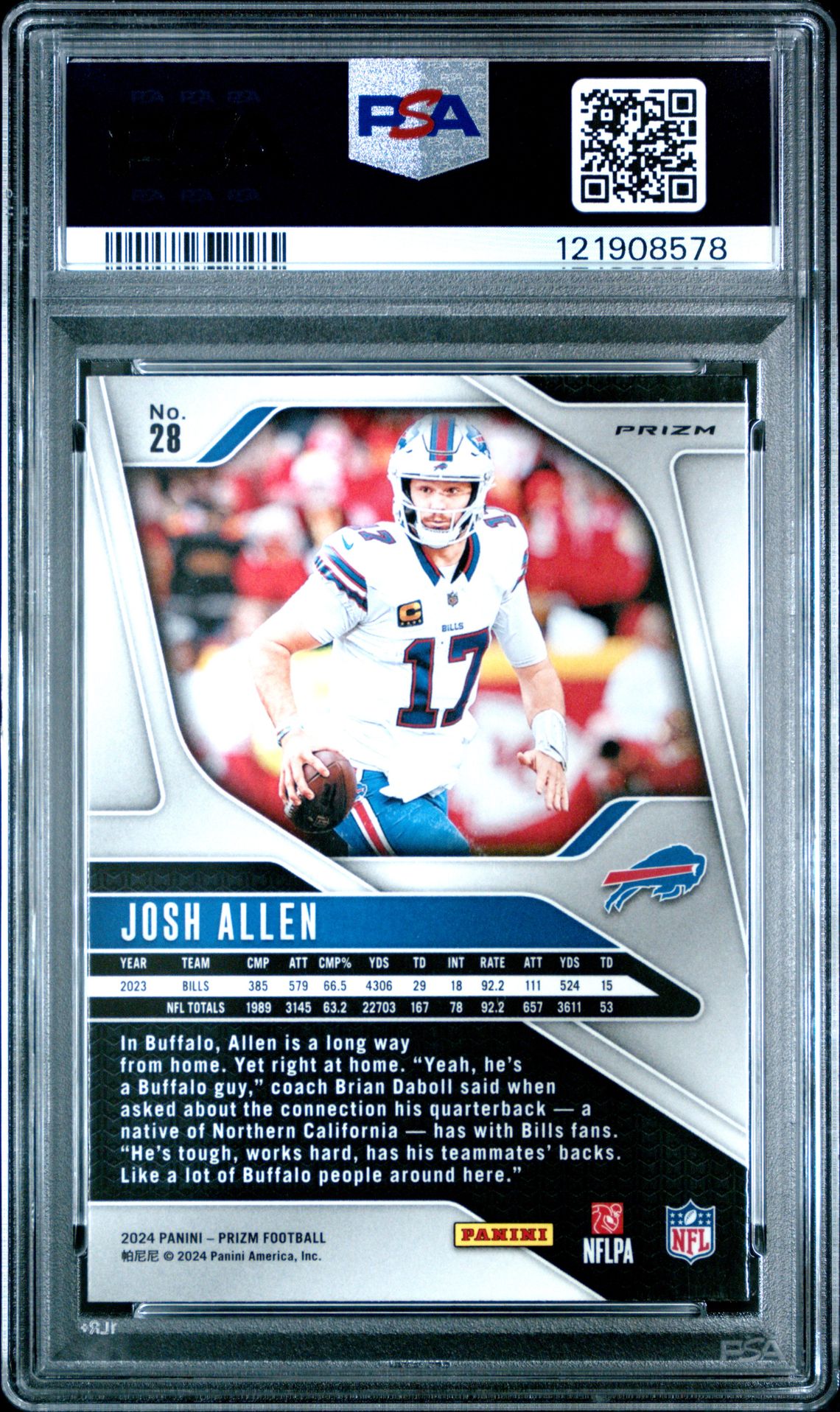 2024 Panini Prizm Josh Allen #28 (Disco Prizm) Gem Mt 10 back