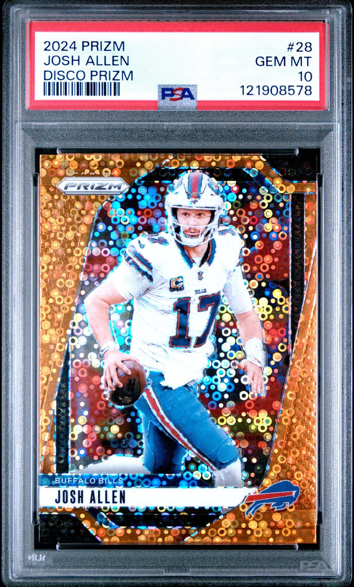 2024 Panini Prizm Josh Allen #28 (Disco Prizm) Gem Mt 10 front