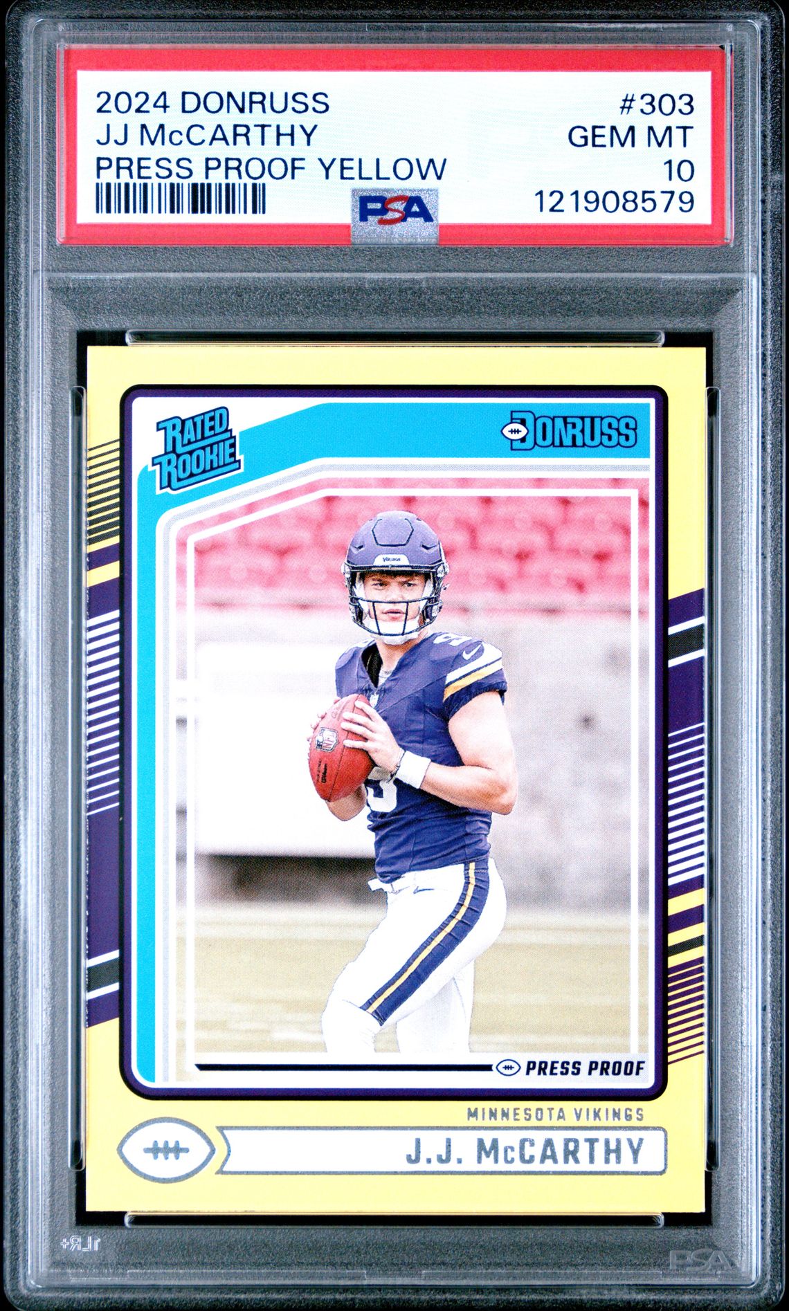 2024 Panini Donruss Jj Mccarthy #303 (Press Proof Yellow) Gem Mt 10 front