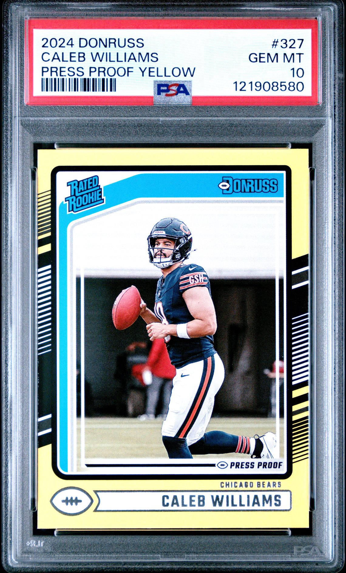 2024 Panini Donruss Caleb Williams #327 (Press Proof Yellow) Gem Mt 10 front