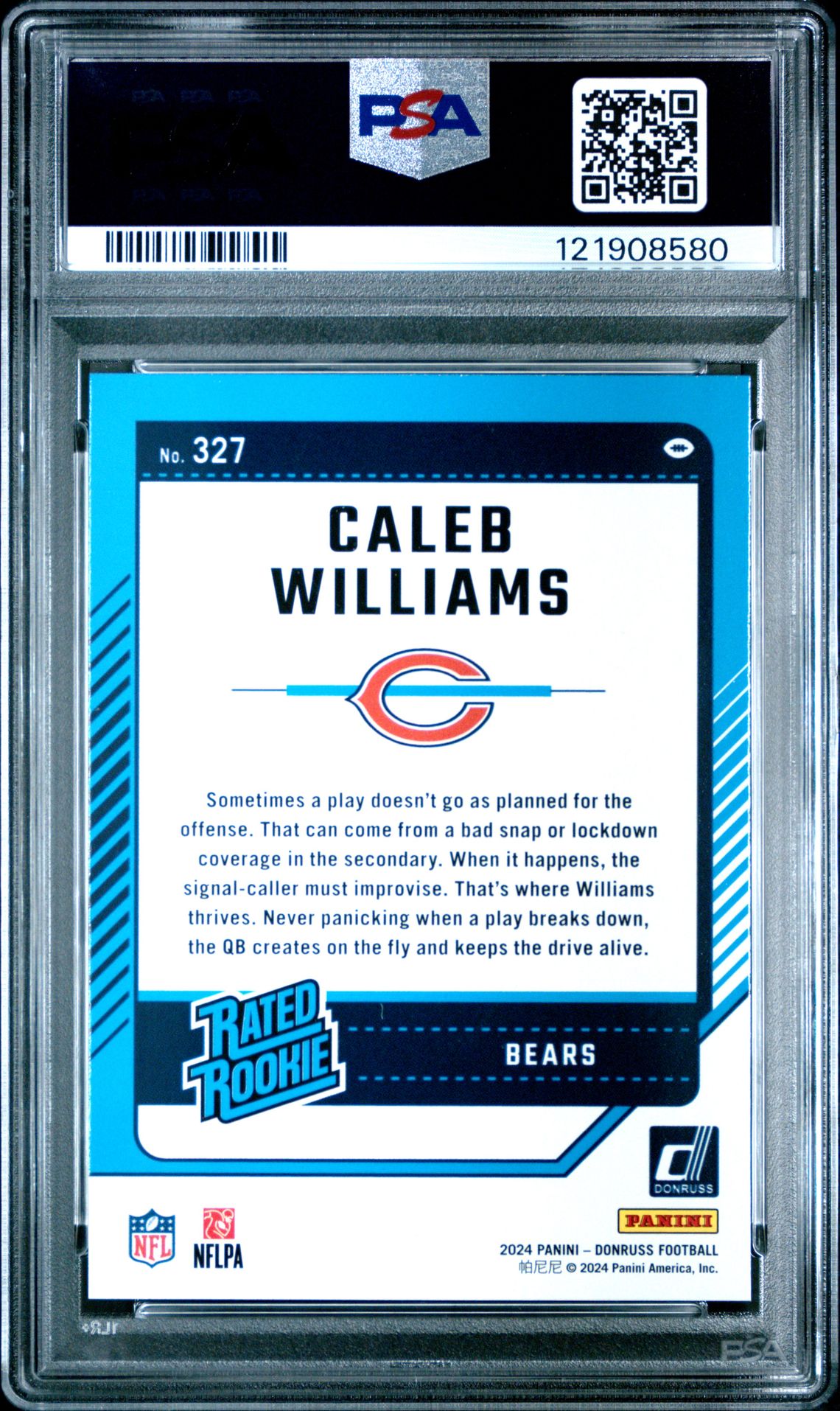2024 Panini Donruss Caleb Williams #327 (Press Proof Yellow) Gem Mt 10 back