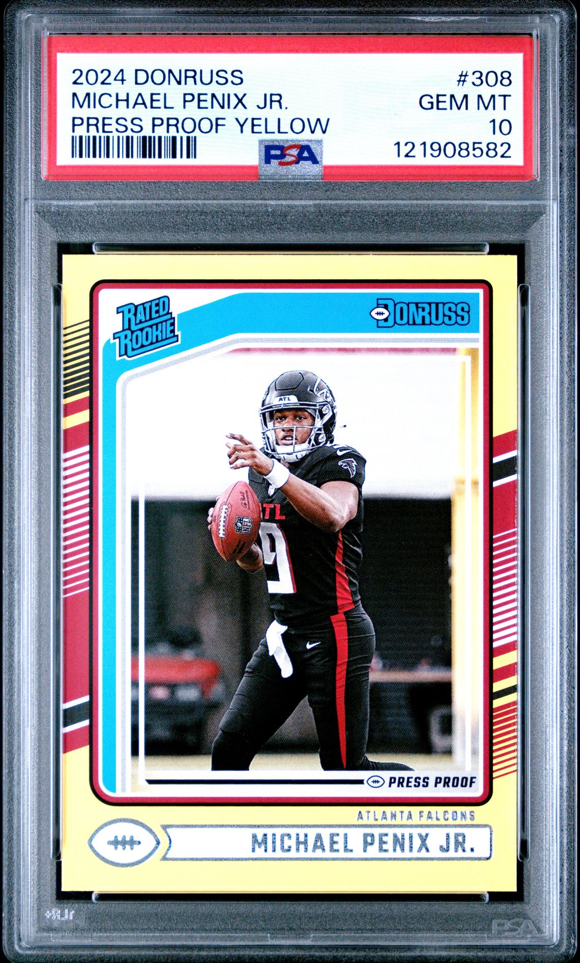 2024 Panini Donruss Michael Penix Jr. #308 (Press Proof Yellow) Gem Mt 10 front