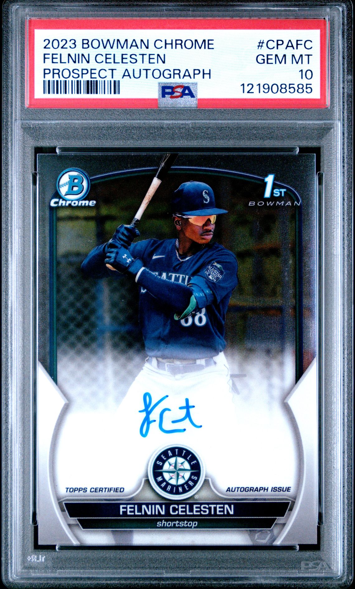2023 Bowman Chrome Prospect Autographs Felnin Celesten #Cpafc (Prospect Autograph) Gem Mt 10 front