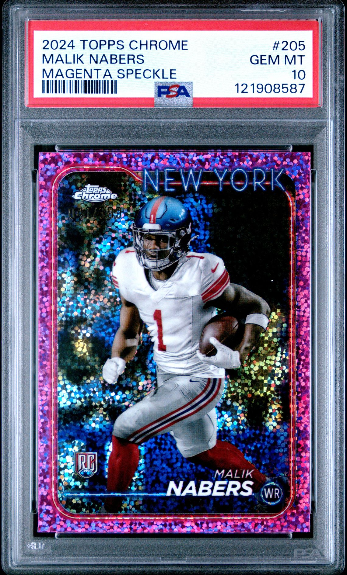 2024 Topps Chrome Malik Nabers #205 (Magenta Speckle) Gem Mt 10 front