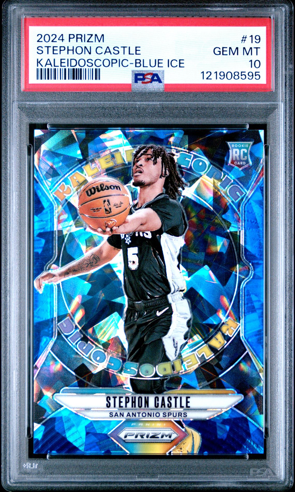 2024 Panini Prizm Kaleidoscopic Stephon Castle #19 (Kaleidoscopic-Blue Ice) Gem Mt 10 front