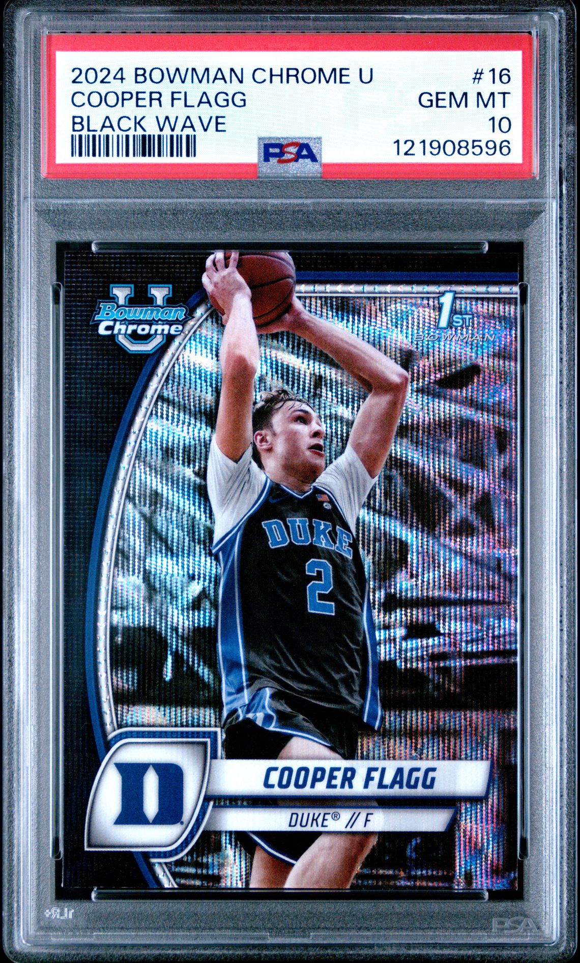 2024 Bowman Chrome University Cooper Flagg #16 (Black Wave) Gem Mt 10 front