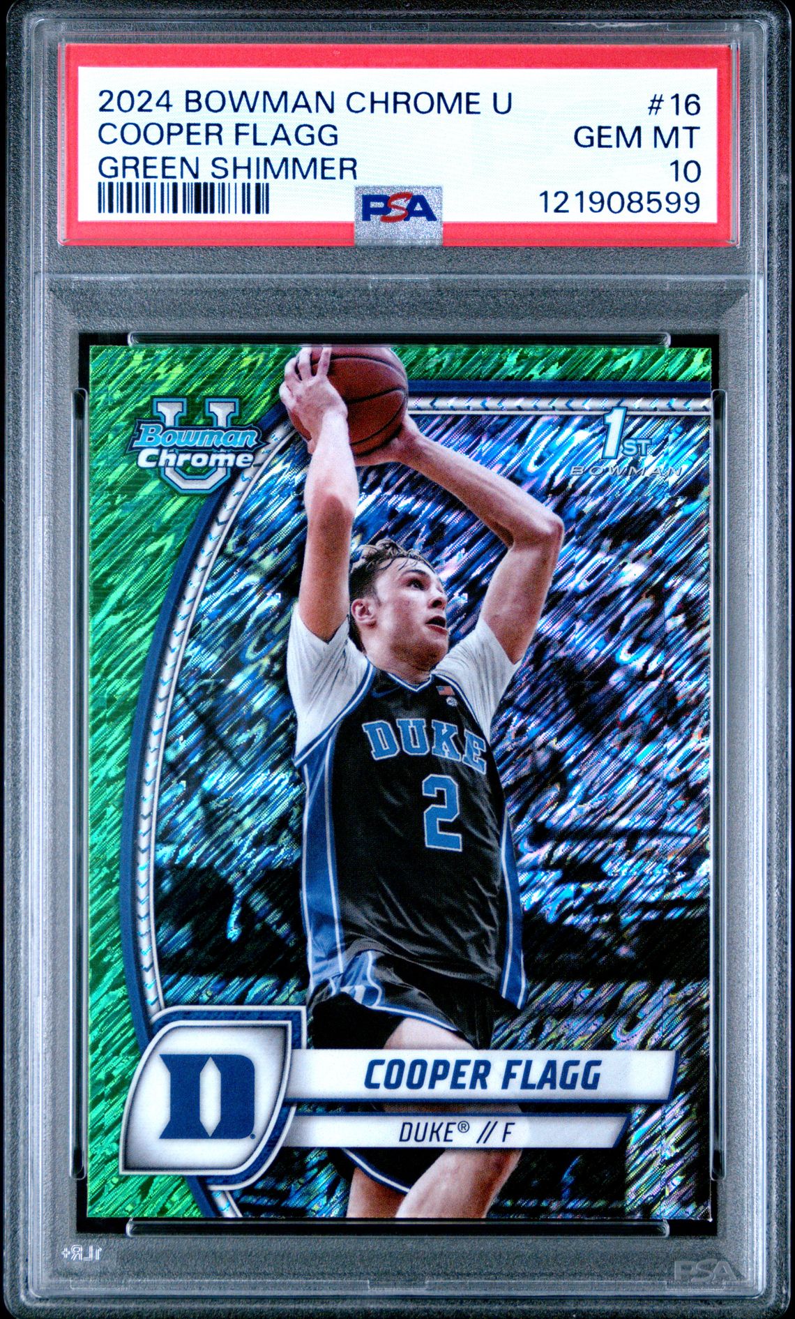 2024 Bowman Chrome University Cooper Flagg #16 (Green Shimmer) Gem Mt 10 front