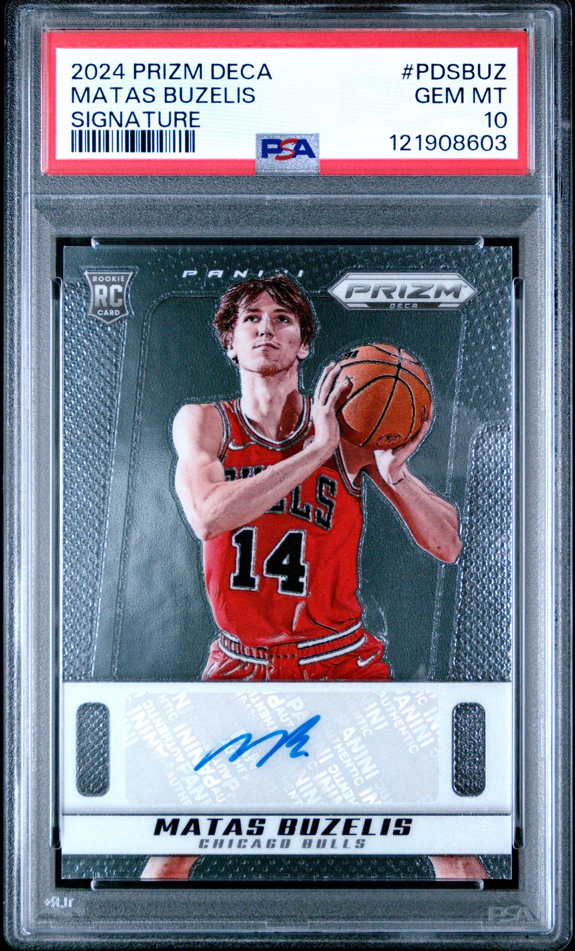2024 Panini Prizm Deca Signatures Matas Buzelis #Pdsbuz Gem Mt 10 front