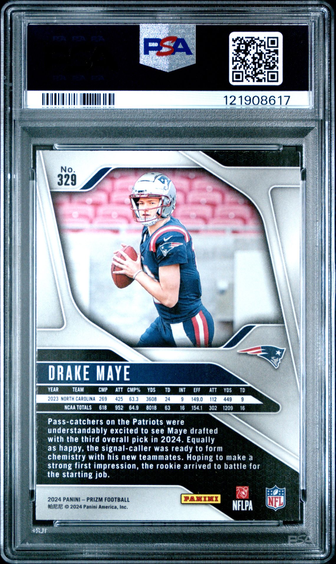 2024 Panini Prizm Drake Maye #329 Mint 9 back