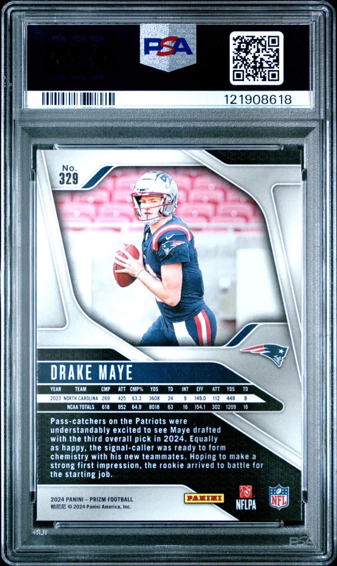 2024 Panini Prizm Drake Maye #329 Gem Mt 10 back