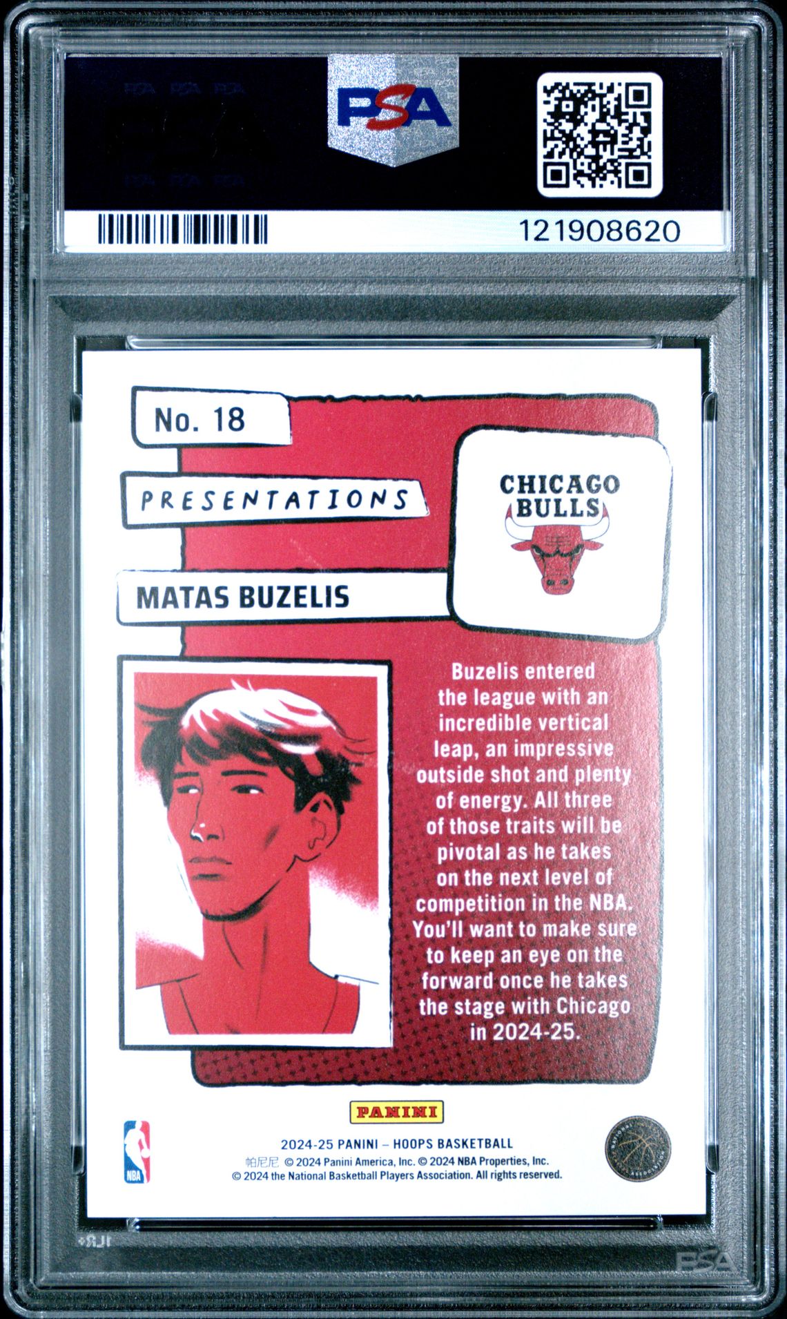 2024 Panini Nba Hoops Presentations Matas Buzelis #18 Gem Mt 10 back