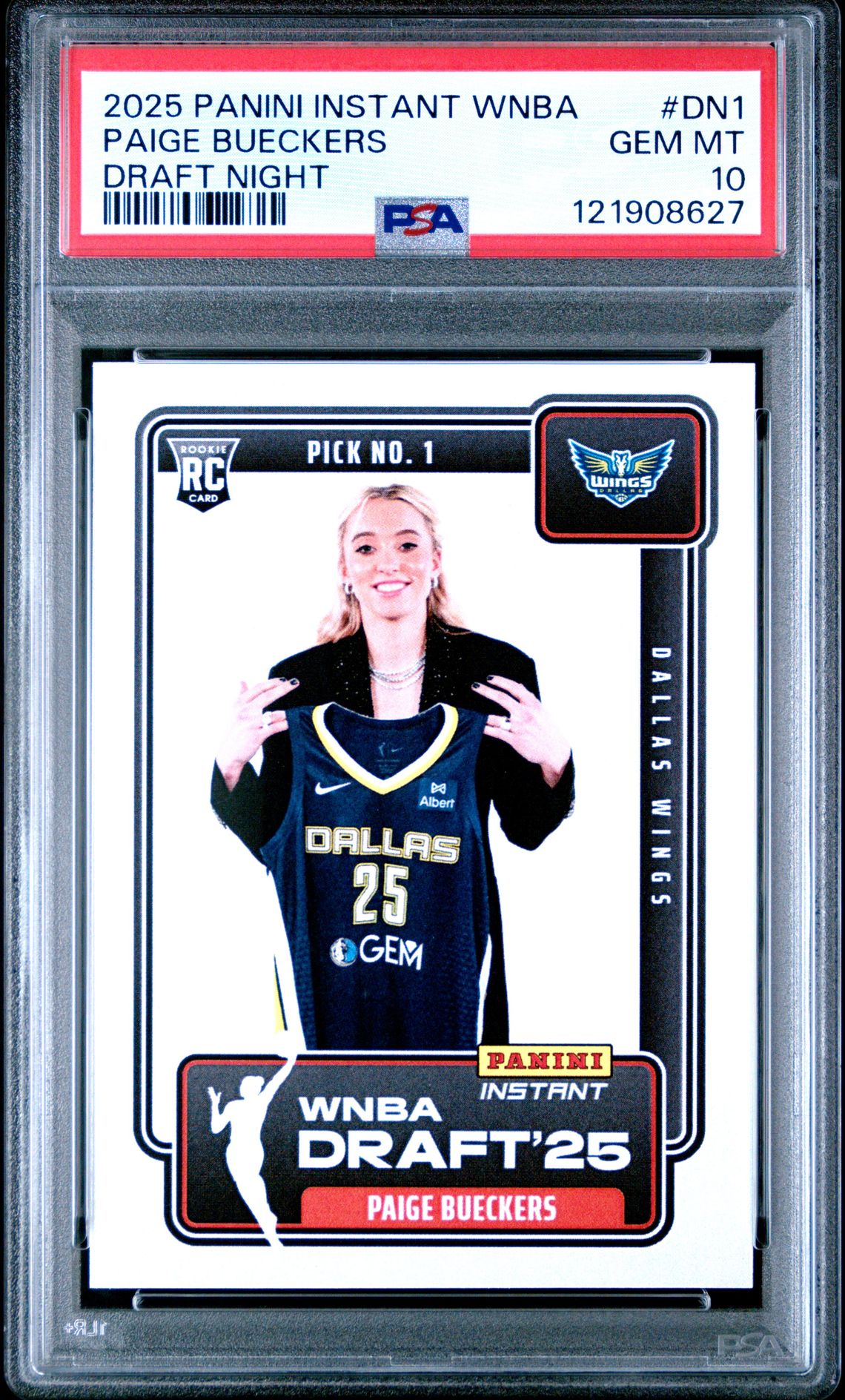 2025 Panini Instant Wnba Draft Night Paige Bueckers #Dn1 Gem Mt 10 front