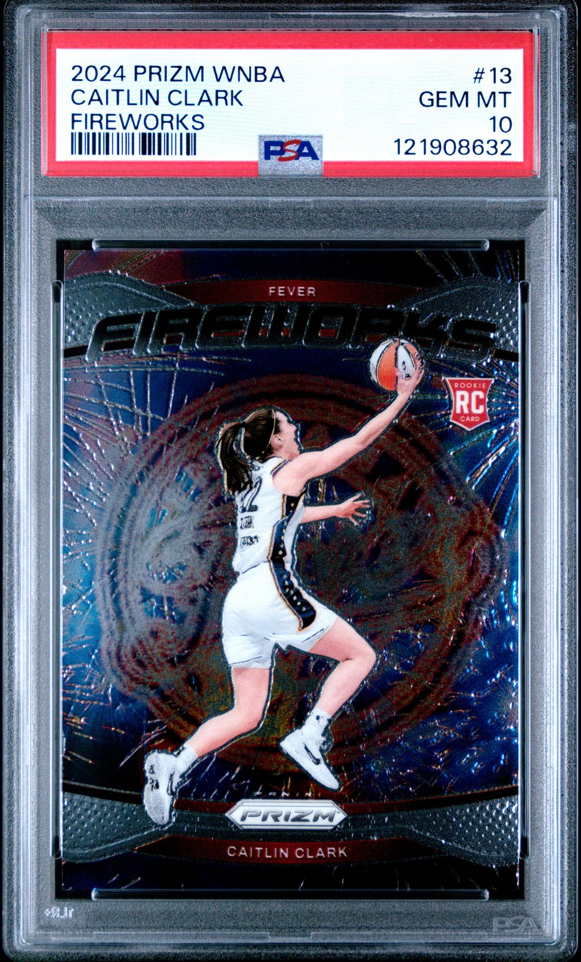 2024 Panini Prizm Wnba Fireworks Caitlin Clark #13 (Fireworks) Gem Mt 10 front