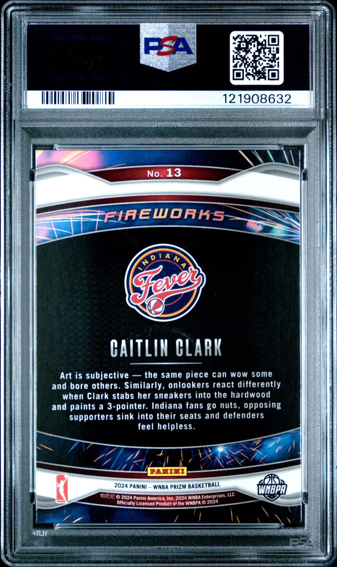2024 Panini Prizm Wnba Fireworks Caitlin Clark #13 (Fireworks) Gem Mt 10 back