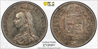 1887 1/2 Cr S-3924 Jubilee Head XF45