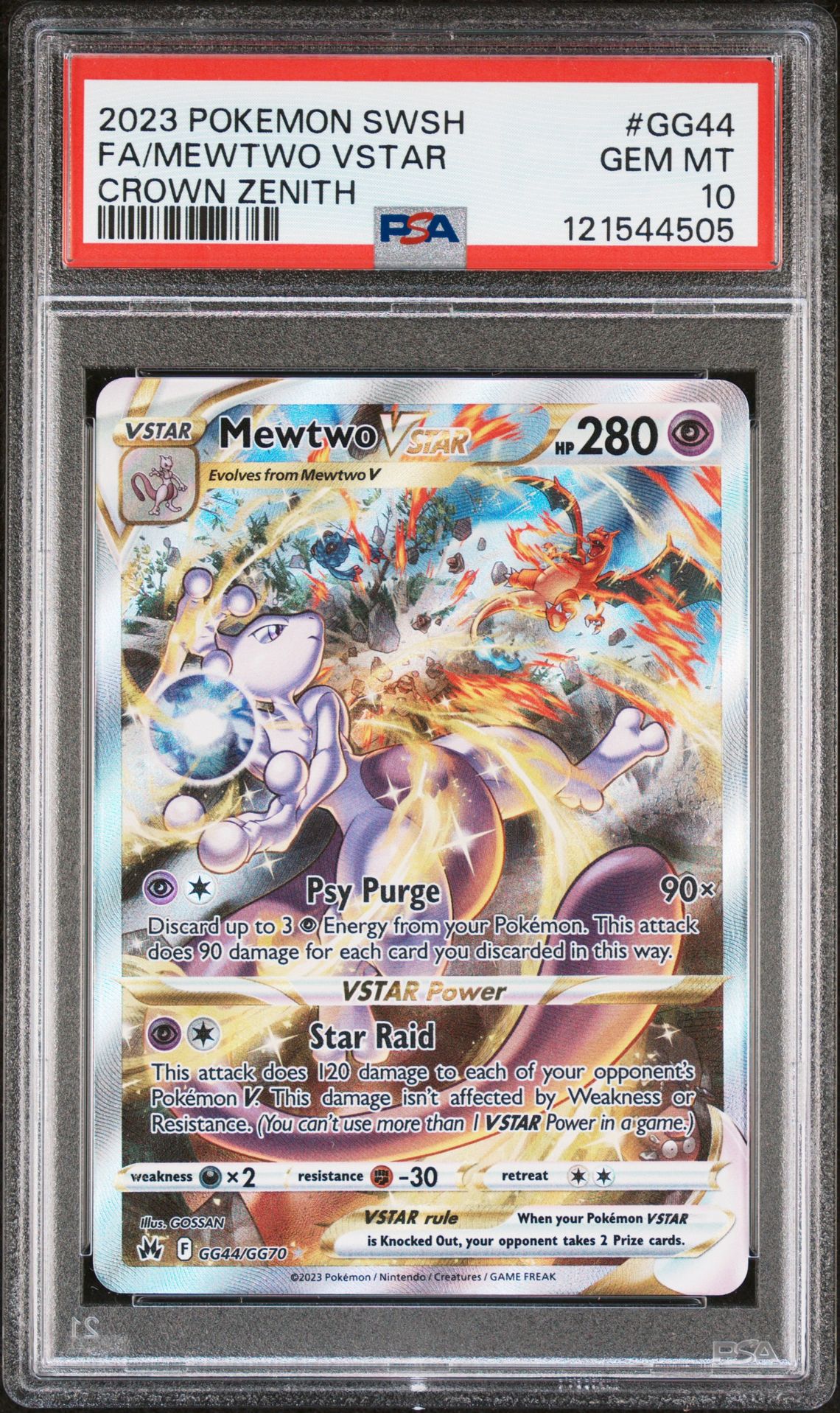 2023 Pokemon Sword And Shield Crown Zenith Fa/Mewtwo Vstar #Gg44 (Crown Zenith) Gem Mt 10 front