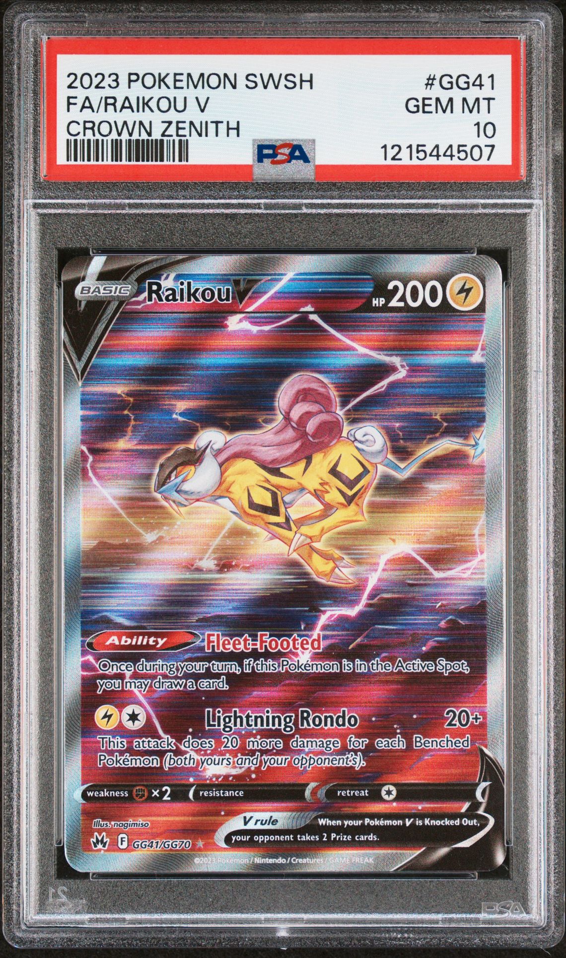 2023 Pokemon Sword And Shield Crown Zenith Fa/Raikou V #Gg41 (Crown Zenith) Gem Mt 10 front