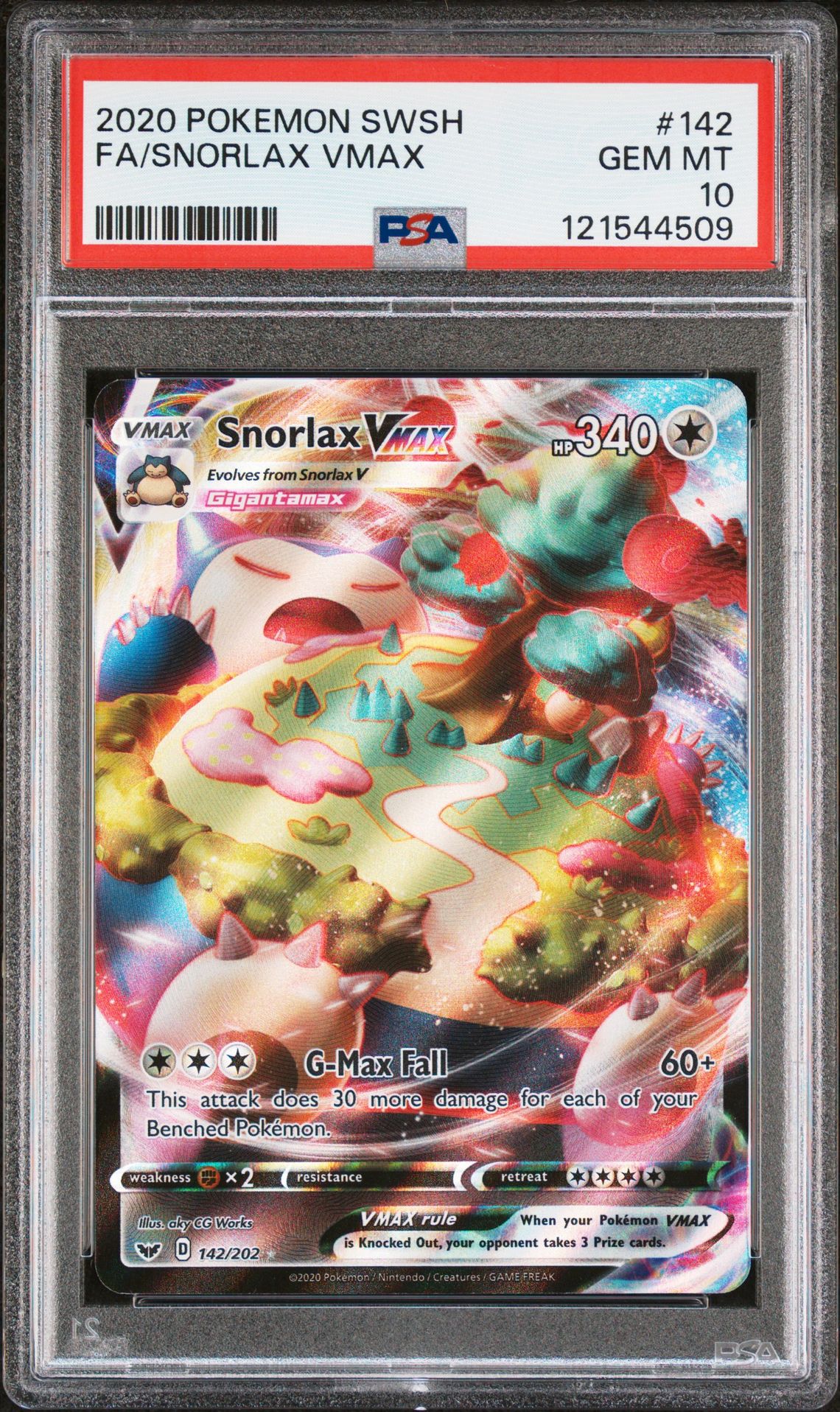 2020 Pokemon Sword & Shield Fa/Snorlax Vmax #142 Gem Mt 10 front