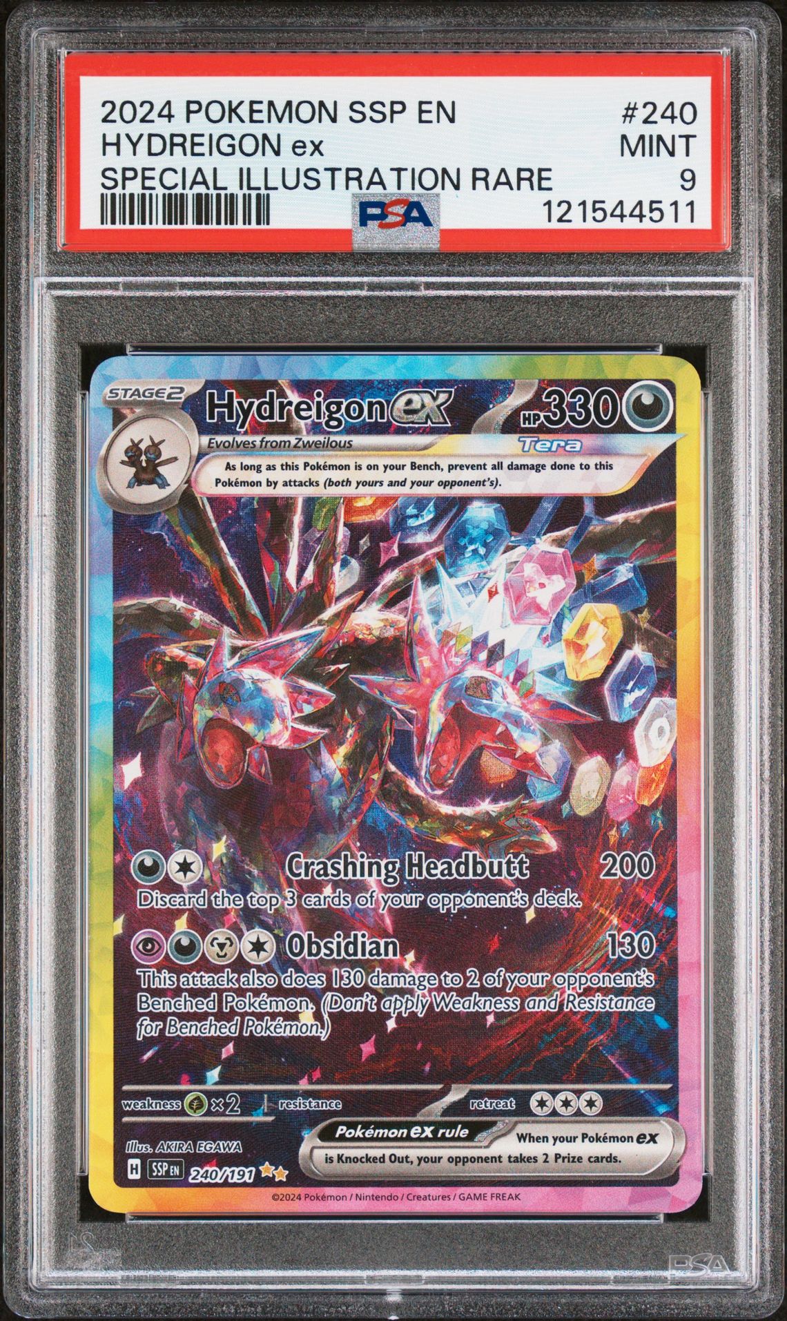 2024 Pokemon Ssp En-Surging Sparks Hydreigon Ex #240 (Special Illustration Rare) Mint 9 front