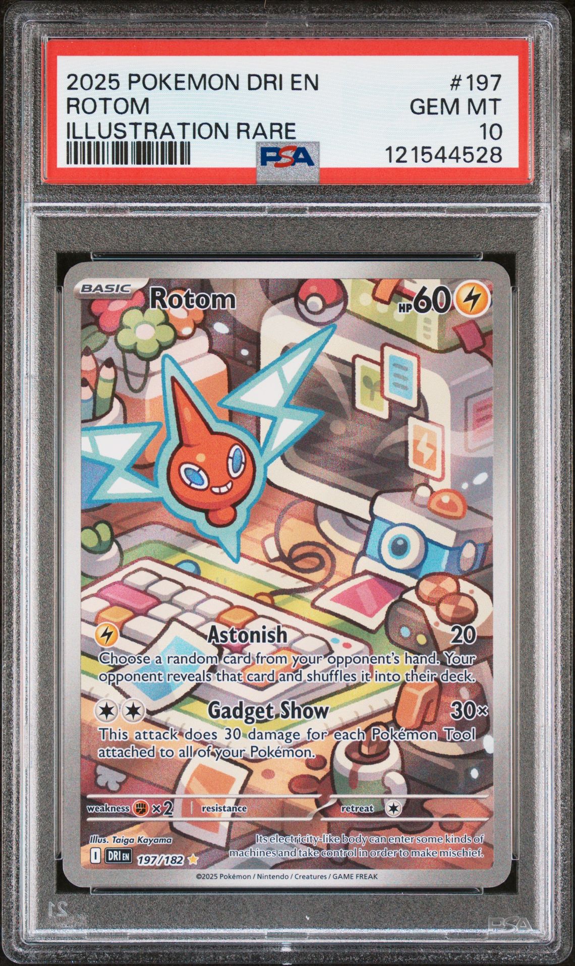 2025 Pokemon Dri En-Destined Rivals Rotom #197 (Illustration Rare) Gem Mt 10 front