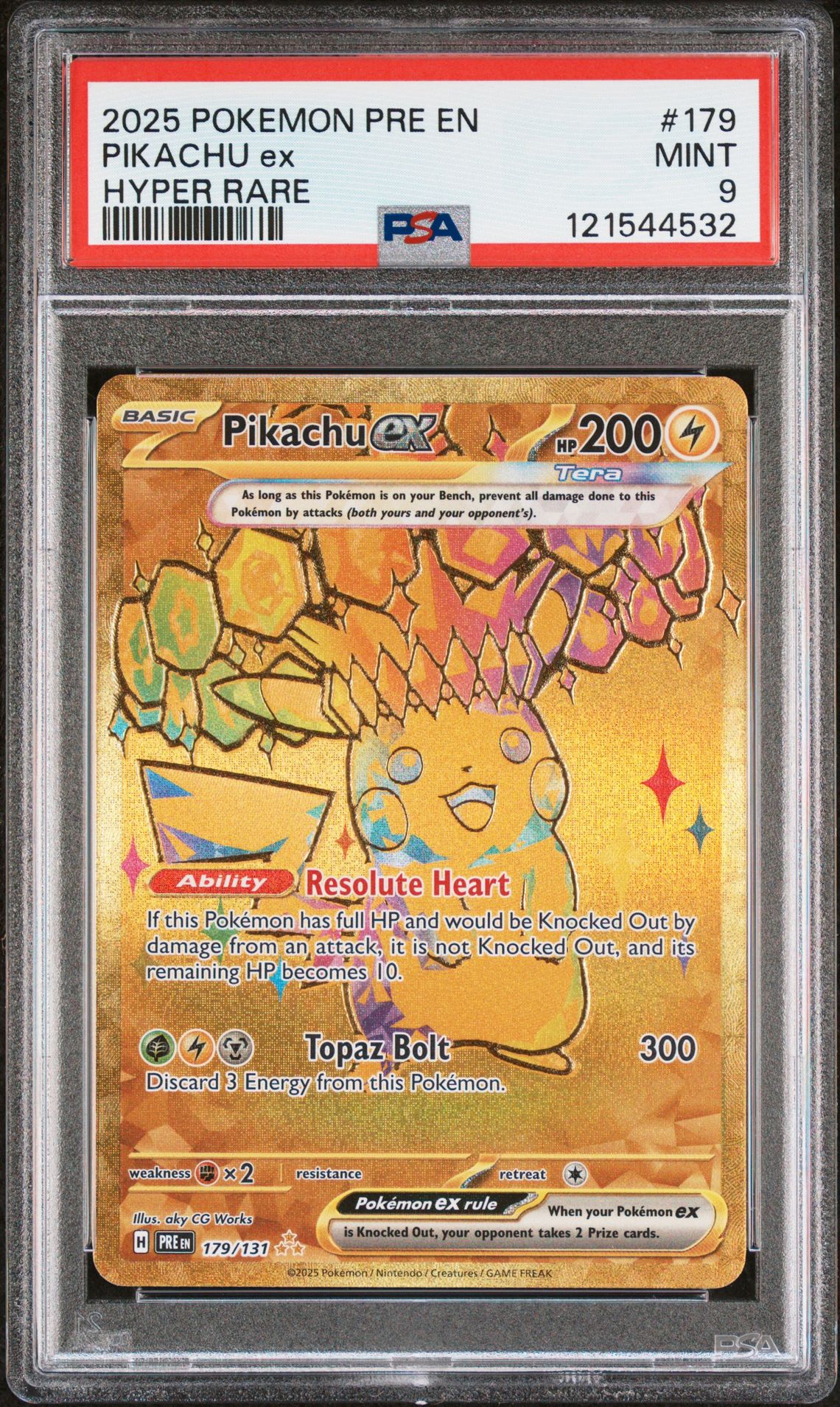2025 Pokemon Pre En-Prismatic Evolutions Pikachu Ex #179 (Hyper Rare) Mint 9 front