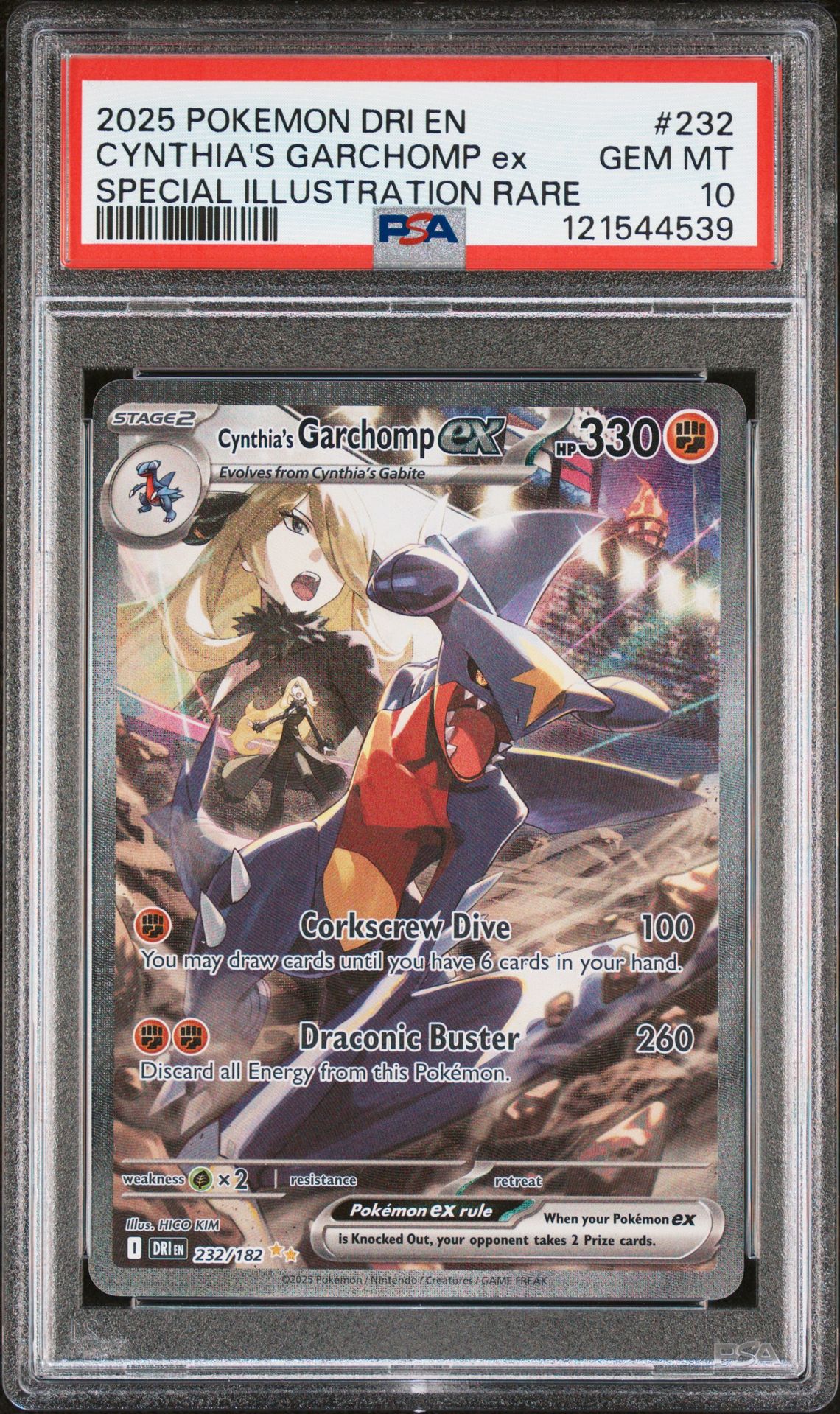 2025 Pokemon Dri En-Destined Rivals Cynthia's Garchomp Ex #232 (Special Illustration Rare) Gem Mt 10 front