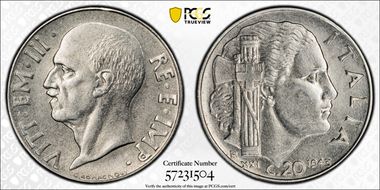 1943-R 20C KM-75b AU58