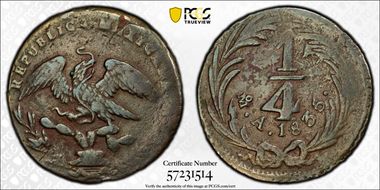 1835-Mo A 1/4 R KM-358 Republica Mexicana N1BN