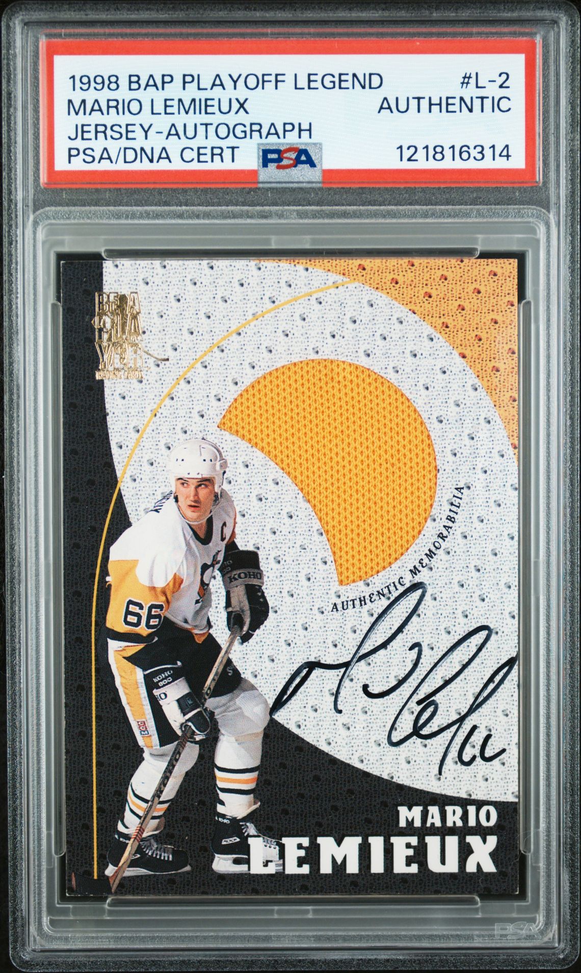 1998 Bap Playoff Legend Lemieux Mario Lemieux #L-2 (Jersey-Autograph) N0: Authentic front