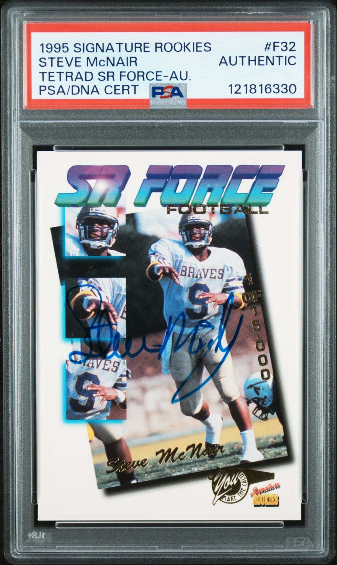 1995 Signature Rookies Tetrad Sr Force Steve Mcnair #F32 (Tetrad Sr Force-Au.) N0: Authentic front