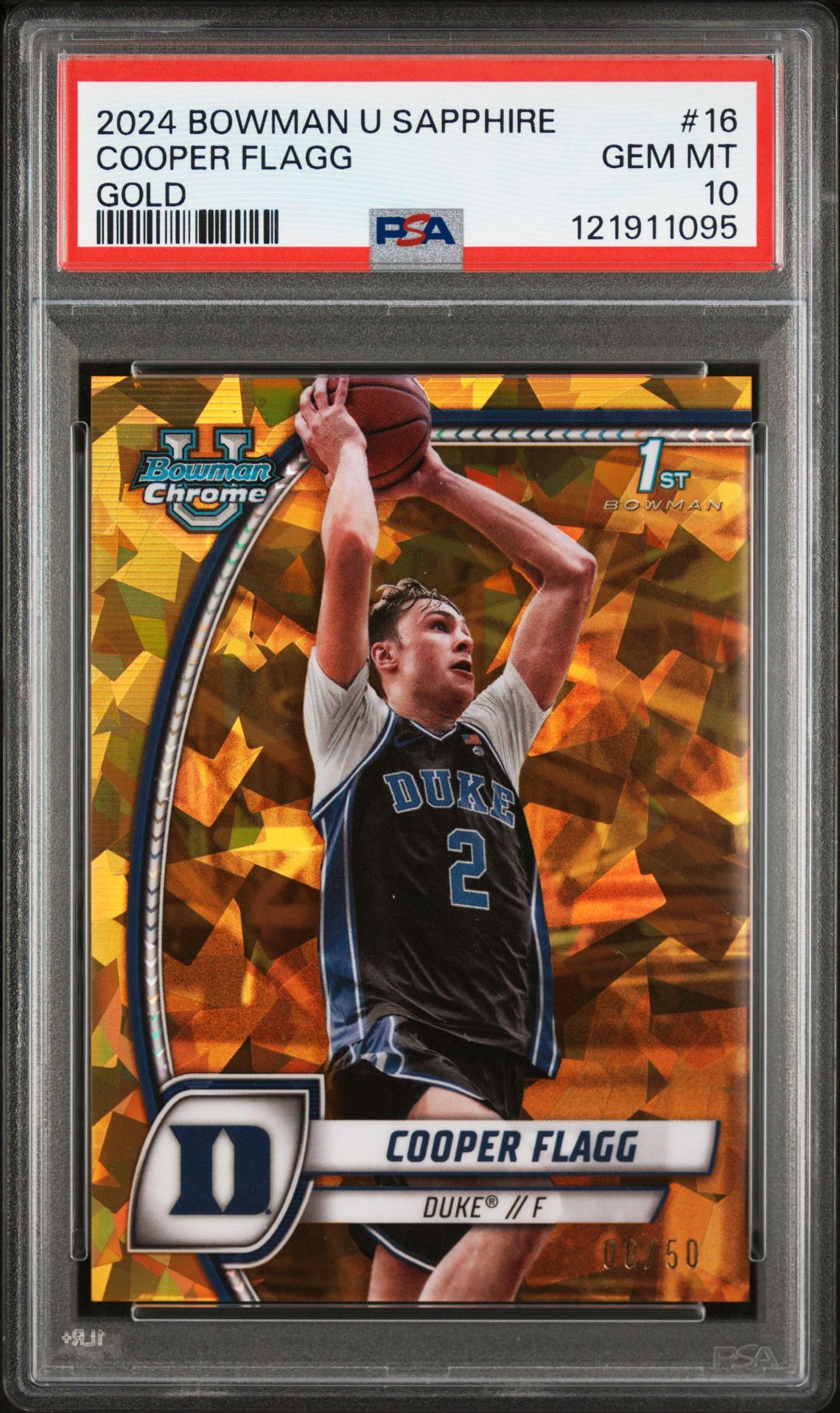 2024 Bowman BOWMAN UNIVERSITY CHROME SAPPHIRE Gold #16 Cooper Flagg front