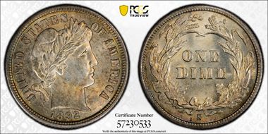 1892-S 10C MS65
