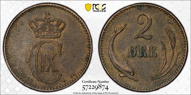 1876-CS 2 Øre AU58BN