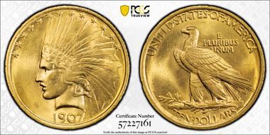 1907 $10 Indian MS65