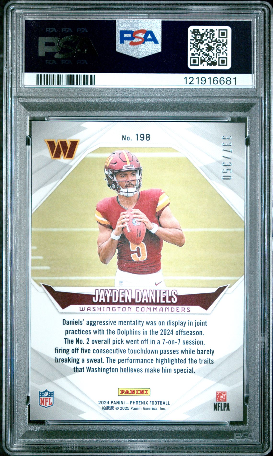 2024 Panini Phoenix Jayden Daniels #198 (Fireburst) Mint 9 back