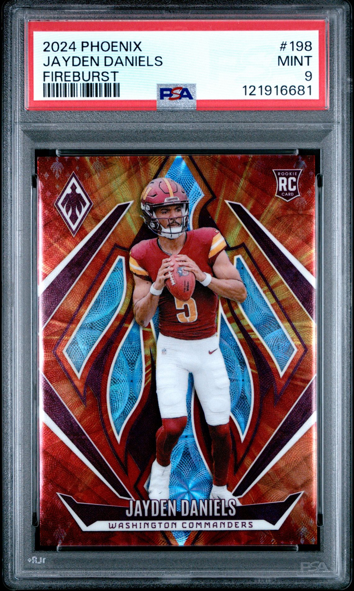 2024 Panini Phoenix Jayden Daniels #198 (Fireburst) Mint 9 front