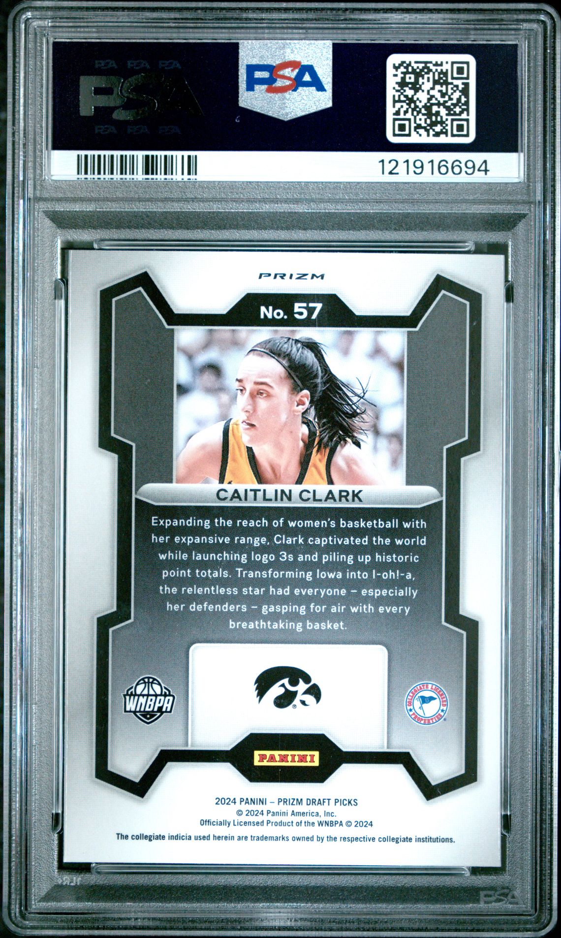 2024 Panini Prizm Draft Picks Caitlin Clark #57 (Orange Ice) Gem Mt 10 back