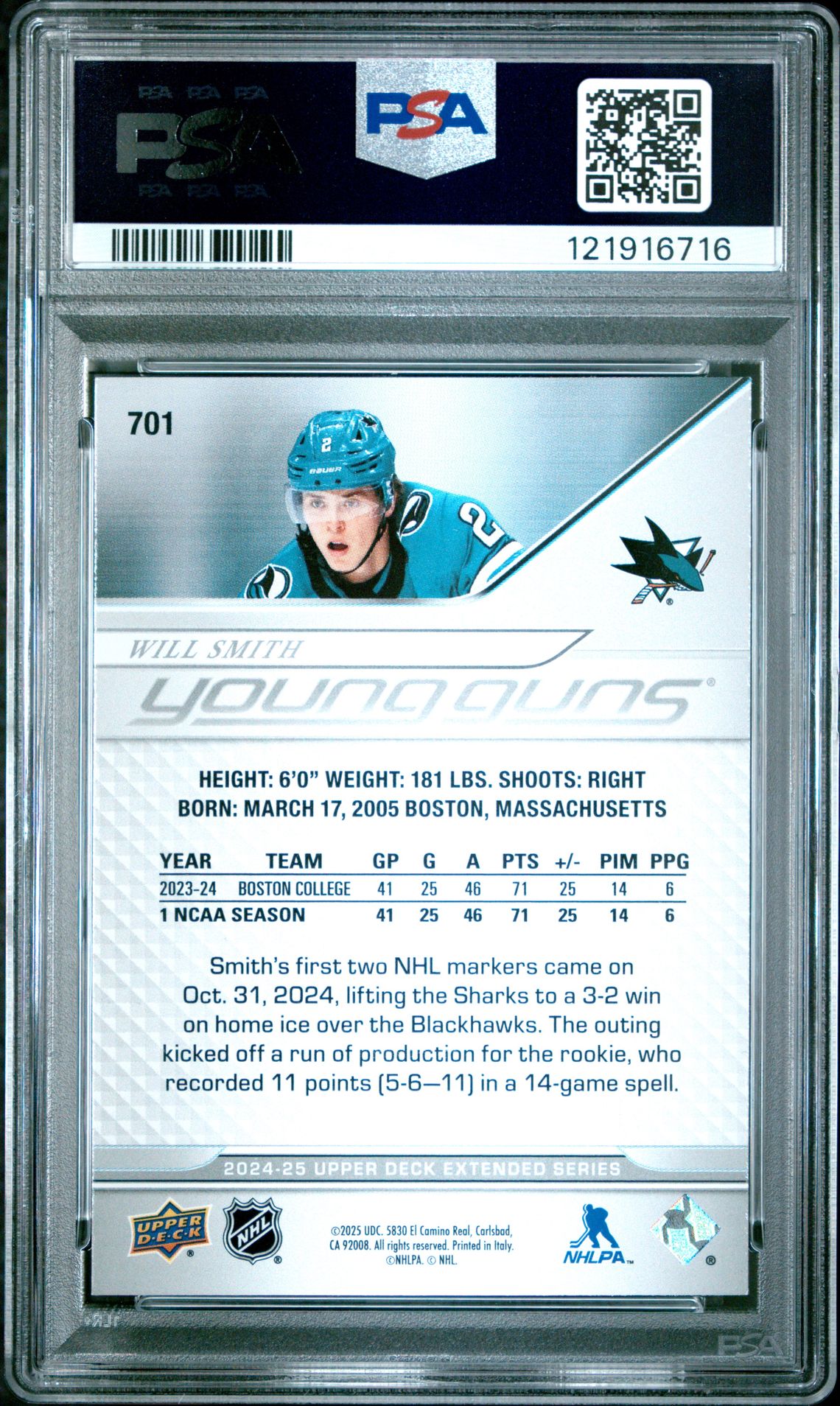 2024 Upper Deck Will Smith #701 Mint 9 back