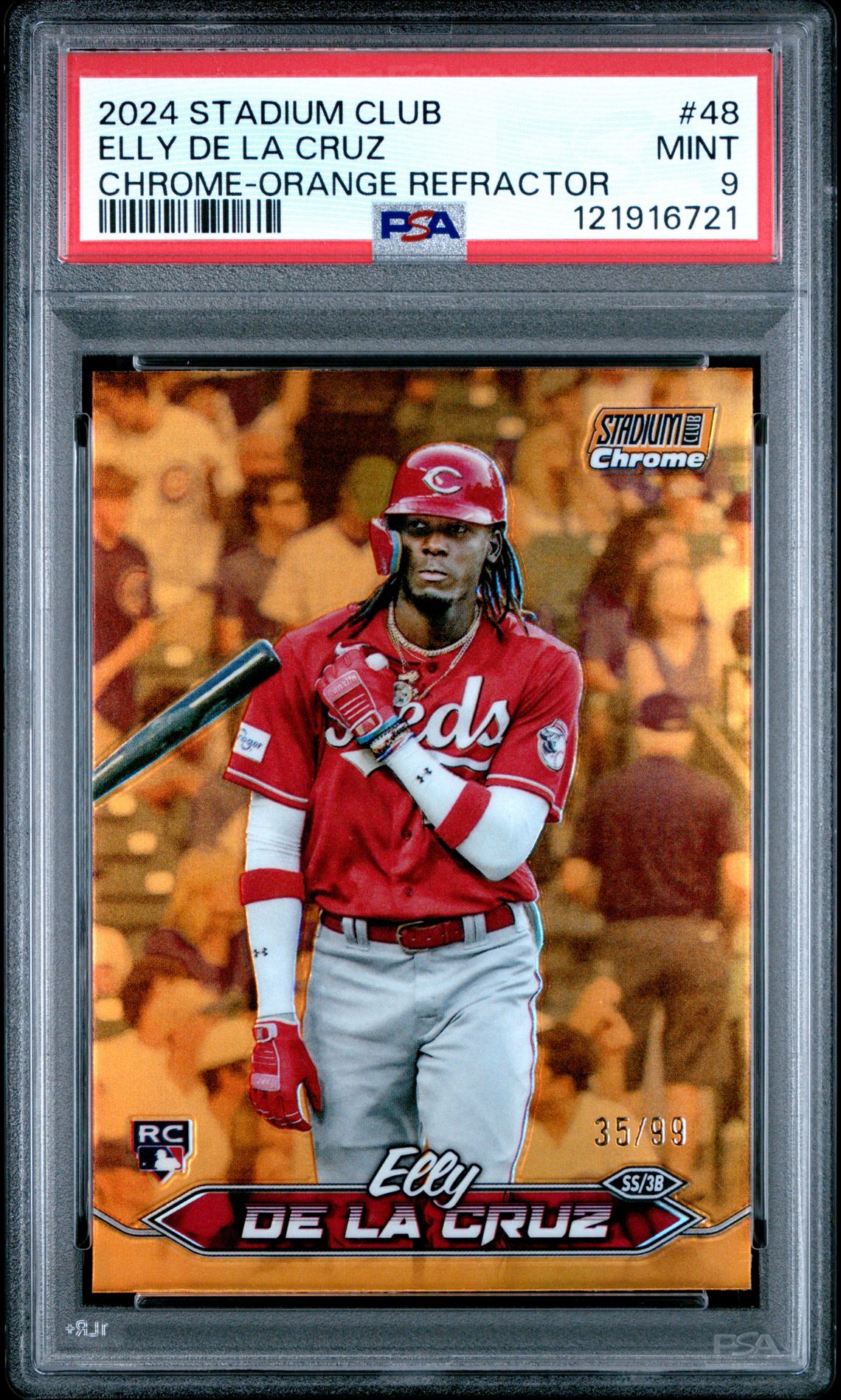 2024 Topps Stadium Club Elly De La Cruz #48 (Chrome-Orange Refractor) Mint 9 front