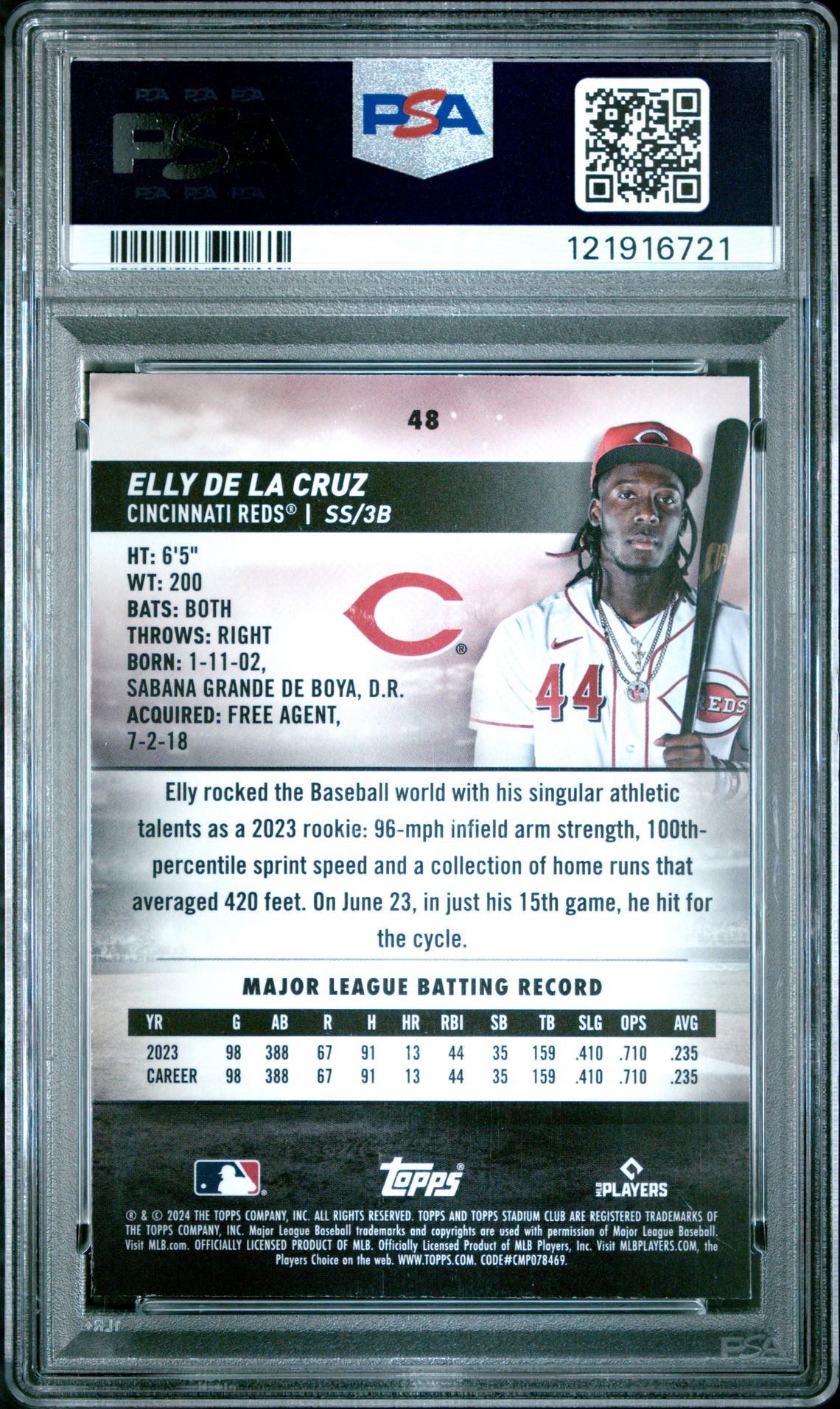 2024 Topps Stadium Club Elly De La Cruz #48 (Chrome-Orange Refractor) Mint 9 back