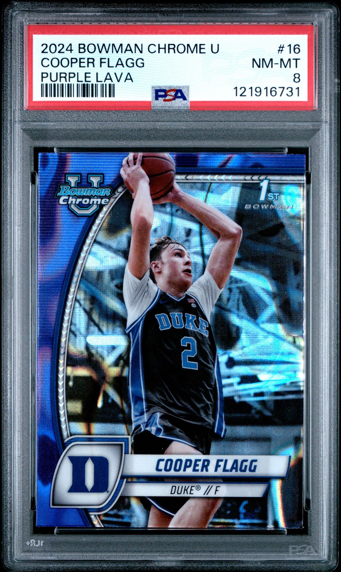 2024 Bowman Chrome University Cooper Flagg #16 (Purple Lava) Nm-Mt 8 front