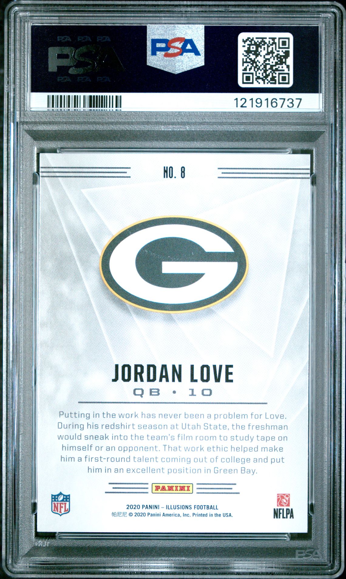 2020 Panini Illusions Jordan Love #8 (Trophy Clctn.starlight) Gem Mt 10 back